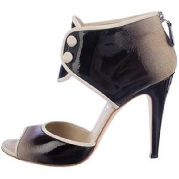 CHANEL 2014 14S Ombre Patent Leather Open Toe Sandals Heels Shoes Booties - Picture 1 of 12